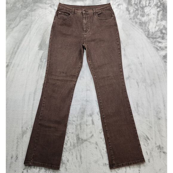 DG^2 by Diane Gilman Denim - DG2 Diane Gilman Jeans Women 10T TALL Brown High Rise Straight Leg Stretch Denim